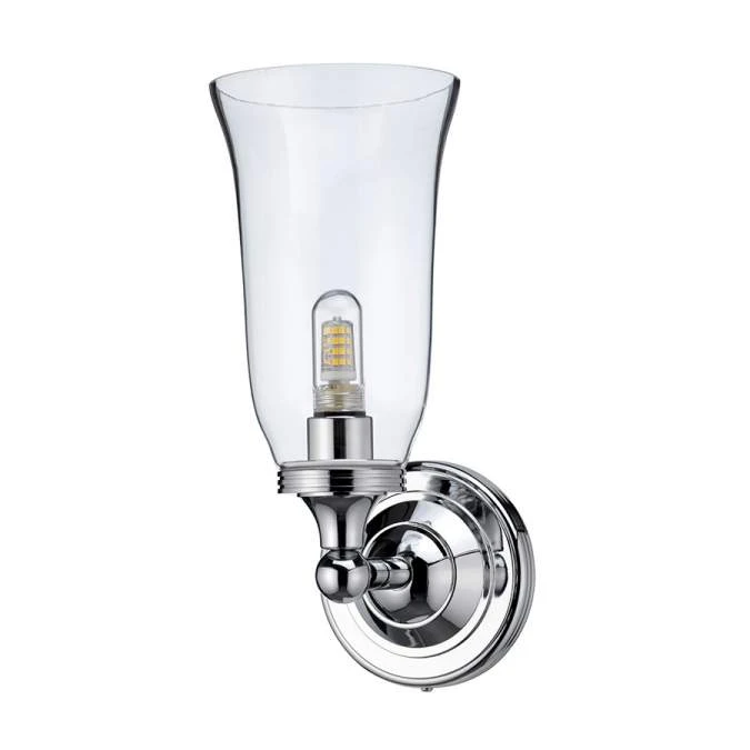 Burlington ELBL14 LED Bathroom Round Wall Light with Chrome Base & Clear Glass Vase Shade 3 Burlington ELBL14 LED Bathroom Round Wall Light with Chrome Base & Clear Glass Vase Shade