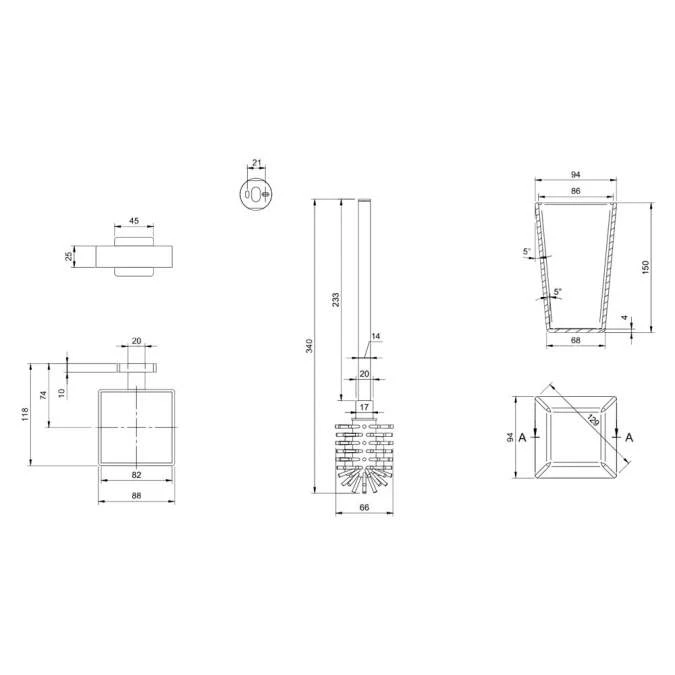 Villeroy & Boch Elements Striking Toilet Brush & Holder Chrome - Modern Bathroom Accessory 4 Villeroy & Boch Elements Striking Toilet Brush & Holder Chrome - Modern Bathroom Accessory - Image 2