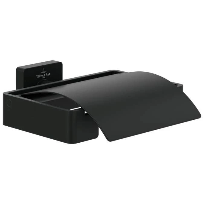 Villeroy & Boch Elements Striking Toilet Roll Holder with Cover - Matt Black - Premium Bathroom Accessory 3 Villeroy & Boch Elements Striking Toilet Roll Holder with Cover - Matt Black - Premium Bathroom Accessory