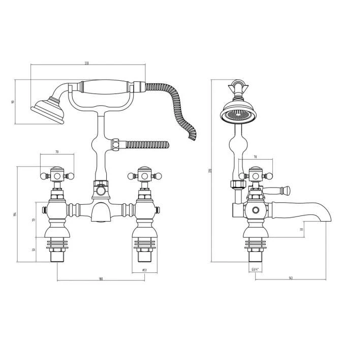 Elizabeth Bath & Shower Mixer with Shower Kit | Premium Bathroom Taps 5 Elizabeth Bath & Shower Mixer with Shower Kit | Premium Bathroom Taps - Image 3