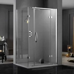 Aquadart Inline 800 X 800mm 2 Sided Hinge Door Shower Enclosure With Side Panel - Premium Hinged Shower Door