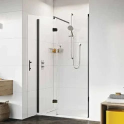 Roman Innov8 Matt Black Hinged Door with In-Line Panel 1000mm for Alcove Fitting -Bathroom Sales Shop innov8 hinged door with in line panel 599 matt black