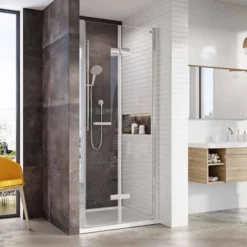 Roman Innov8 1000mm Bi-Fold Shower Door for Corner Fitting with Optional Side Panel -Bathroom Sales Shop innov8 inward opening bi fold door for corner or alcove fitting 905