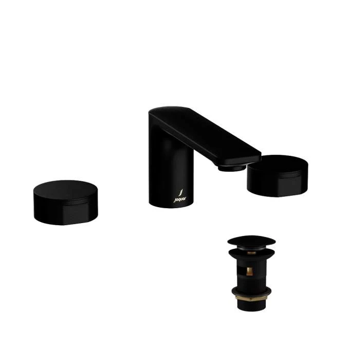 Jaquar Laguna Matt Black 3 Hole Basin Mixer Tap with Round Handle - Premium Bathroom Tap 3 Jaquar Laguna Matt Black 3 Hole Basin Mixer Tap with Round Handle - Premium Bathroom Tap