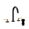 Jaquar Laguna Matt Black & Gold 3 Hole Lever Basin Mixer Tap with Curved Spout 1 Jaquar Laguna Matt Black & Gold 3 Hole Lever Basin Mixer Tap with Curved Spout -Bathroom Sales Shop laguna black gold lever 3 hole
