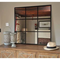 Roman Square Black Grid Mirror MIR01 - Stylish Non-Illuminated Bathroom Mirror -Bathroom Sales Shop large square black grid mirror 789