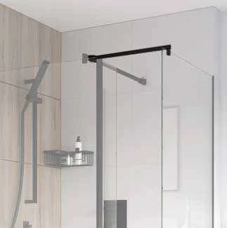 Roman Square Black Wetroom Glass Straight Side Panel Bracing Kit - LBBKT90SQB | Premium Wetroom Shower Screen Support 3 Roman Square Black Wetroom Glass Straight Side Panel Bracing Kit - LBBKT90SQB | Premium Wetroom Shower Screen Support