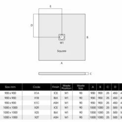 MX Minerals 1000 X 1000mm Ice White Slate Effect Square Shower Tray | Durable & Stylish -Bathroom Sales Shop mx minerals sq tech 2