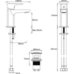 Britton MyHome Mini Basin Mixer Tap with Waste | Modern Bathroom Tap -Bathroom Sales Shop mybathrooms basin mixer tech