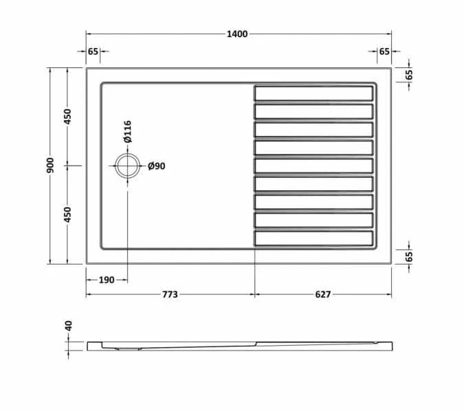 Nuie 1400 x 900mm Walk-in Shower Tray with FREE Waste - Durable & Stylish 5 Nuie 1400 x 900mm Walk-in Shower Tray with FREE Waste - Durable & Stylish - Image 3