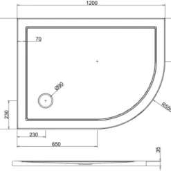 Zamori Anti-Slip Offset Quadrant Shower Tray 1200 x 800 - Right Hand - Z1202A -Bathroom Sales Shop offset quadrant specs Z1202 1