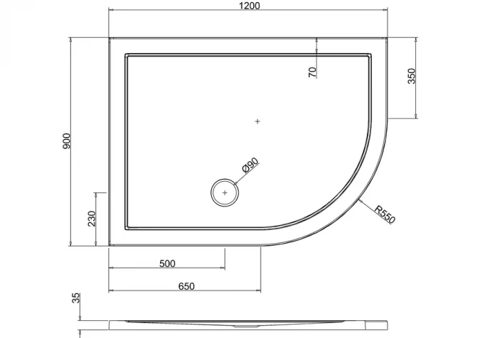 Zamori Offset Quadrant Shower Tray 1200 x 900 mm - Right Hand - Z1204 | Premium Shower Base 4 Zamori Offset Quadrant Shower Tray 1200 x 900 mm - Right Hand - Z1204 | Premium Shower Base - Image 2