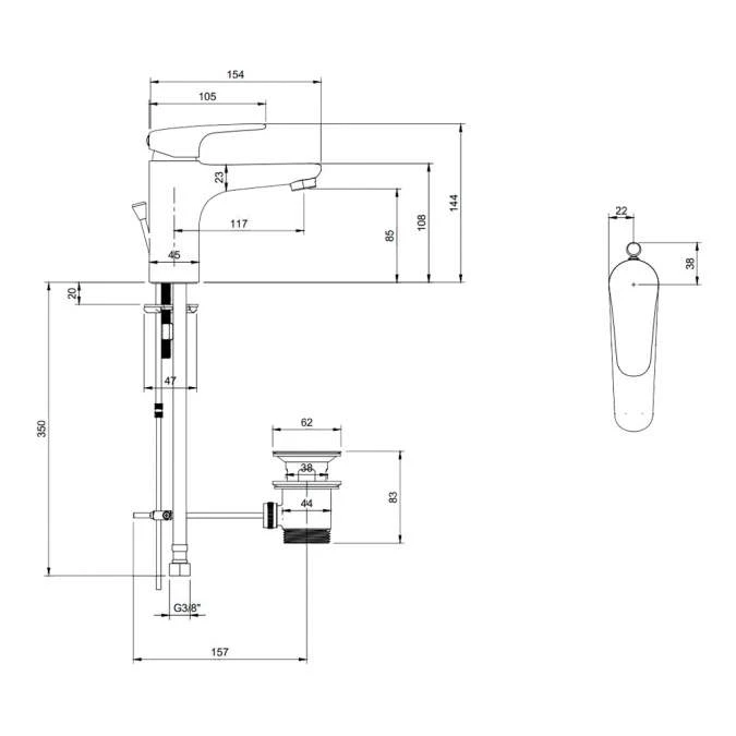 Villeroy & Boch O.novo Start Single Lever Basin Mixer Tap with Pop Up Waste - Chrome 9 Villeroy & Boch O.novo Start Single Lever Basin Mixer Tap with Pop Up Waste - Chrome - Image 7