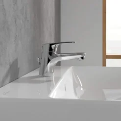 Villeroy & Boch O.novo Start Single Lever Mini Basin Mixer Tap with Pop-Up Waste, Chrome Finish -Bathroom Sales Shop onovo start mini basin mixer puw 3