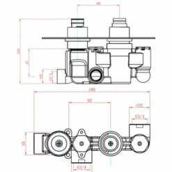 Sagittarius Oveta 2-Way Concealed Thermostatic Shower Valve with Diverter | Premium Shower Valve for Modern Bathrooms -Bathroom Sales Shop oveta 172 spec 1