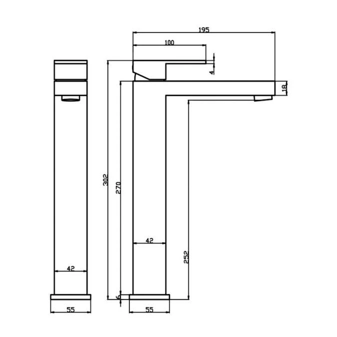 ABACUS Plan Tall Mono Basin Mixer Tap - Chrome | Modern Bathroom Tap with High Spout 4 ABACUS Plan Tall Mono Basin Mixer Tap - Chrome | Modern Bathroom Tap with High Spout - Image 2