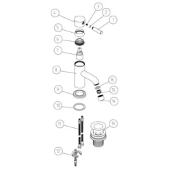 Pomeranian Chrome Cloakroom Basin Mixer with Click-Clack Waste - Modern Bathroom Tap -Bathroom Sales Shop pomeranian cloakroom mixer parts 1