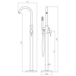 Pomeranian Brushed Brass Floor Standing Bath/Shower Mixer - Luxury Bathroom Tap -Bathroom Sales Shop pomeranian floorstanding bath shower mixer tech