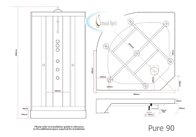 Vidalux Pure 900 Hydro Massage Shower Cabin - 900x900mm White | Luxury Shower Enclosure 4 Vidalux Pure 900 Hydro Massage Shower Cabin - 900x900mm White | Luxury Shower Enclosure - Image 2