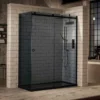 Pure Black Semi-Frameless Sliding Shower Door - 1200mm - Black Smoked Glass -Bathroom Sales Shop pure black sliding door smoked
