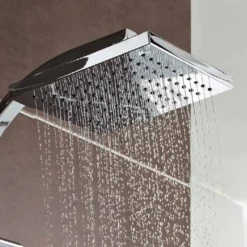 Pure Thermostatic Concealed Shower Valve with Fixed Rain Head & Riser Rail - Kartell UK -Bathroom Sales Shop pure rain head 1