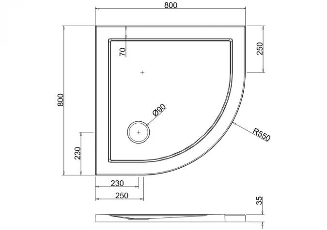 Zamori Quadrant Shower Tray 800x800 - Premium Quality Shower Base - Z1192 4 Zamori Quadrant Shower Tray 800x800 - Premium Quality Shower Base - Z1192 - Image 2