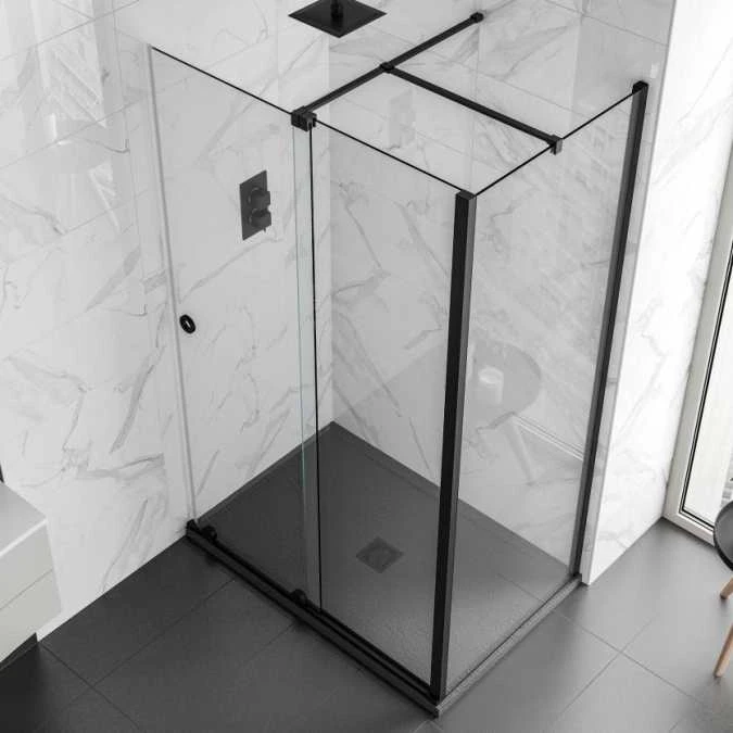 Rolla 8 1100mm Matt Black Frameless Sliding Door Corner Shower Enclosure 3 Rolla 8 1100mm Matt Black Frameless Sliding Door Corner Shower Enclosure