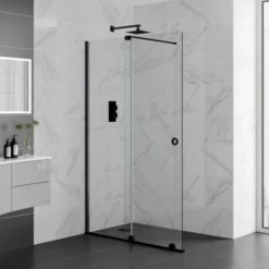 1500mm Matt Black Sliding Wetroom Screen - Rolla 8 by Aquadart | Modern Walk-In Shower Door