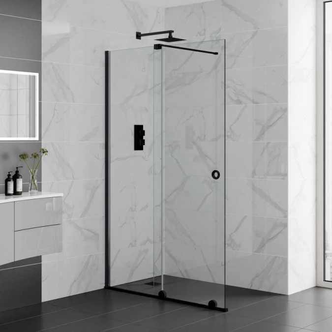 1500mm Matt Black Sliding Wetroom Screen - Rolla 8 by Aquadart | Modern Walk-In Shower Door 3 1500mm Matt Black Sliding Wetroom Screen - Rolla 8 by Aquadart | Modern Walk-In Shower Door