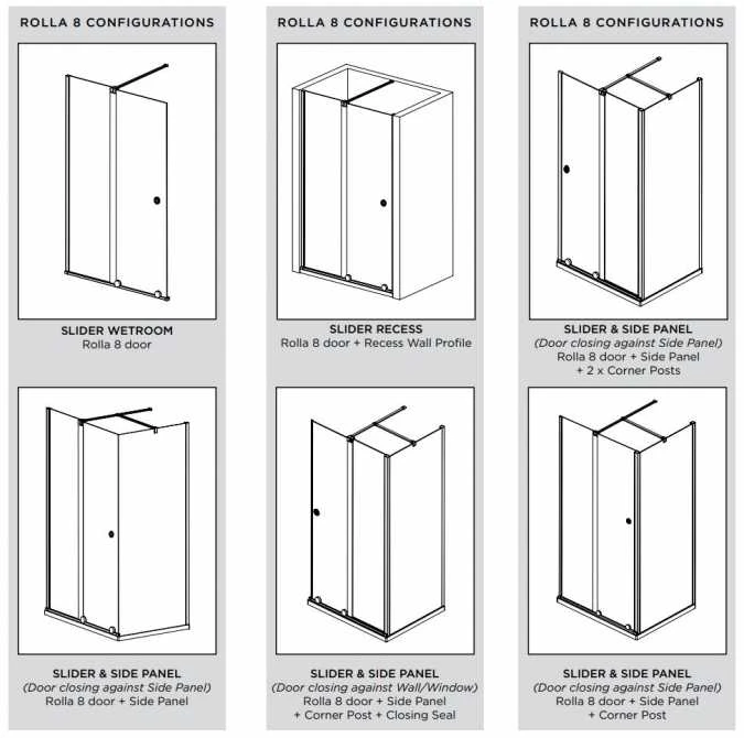 Rolla 8 1500mm Matt Black Frameless Sliding Shower Door Corner Enclosure 5 Rolla 8 1500mm Matt Black Frameless Sliding Shower Door Corner Enclosure - Image 3