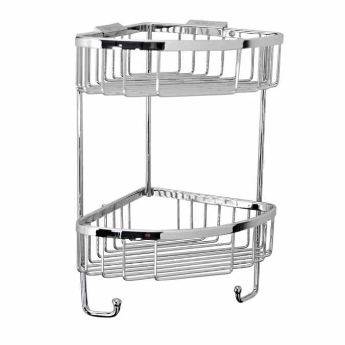 Roman Double Corner Shower Basket With Hook - RSB05 - Chrome | Durable & Stylish Bathroom Organizer 3 Roman Double Corner Shower Basket With Hook - RSB05 - Chrome | Durable & Stylish Bathroom Organizer