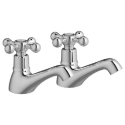 Saxony Bath Pillar Taps | Chrome Finish | Modern Bathroom Taps
