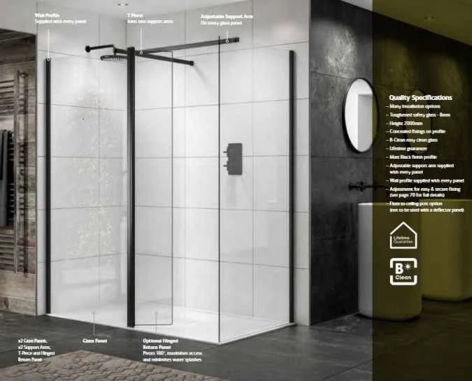 Sommer 1000mm Black Wetroom Glass Panel - Premium Shower Enclosure for Modern Bathrooms 6 Sommer 1000mm Black Wetroom Glass Panel - Premium Shower Enclosure for Modern Bathrooms - Image 4