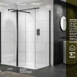 Sommer 800mm Black Wetroom Glass Panel - Sleek & Durable Shower Enclosure -Bathroom Sales Shop somer wetroom black main image 7