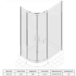 Sommer6 900 X 760 Double Door Offset Quadrant Shower Enclosure - Sleek & Modern Design 7 Sommer6 900 X 760 Double Door Offset Quadrant Shower Enclosure - Sleek & Modern Design -Bathroom Sales Shop sommer 900x760 tech drawing