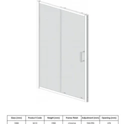 Sommer8 1000mm Sliding Shower Door - Premium Glass Shower Enclosure for Modern Bathrooms -Bathroom Sales Shop sommer8 diagram sliding door 1000mm