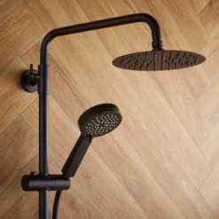 Spey Series 2 Black Dual Head Thermostatic Shower Kit - Highlife Bathrooms | Rigid Riser Shower Kit -Bathroom Sales Shop spey black2