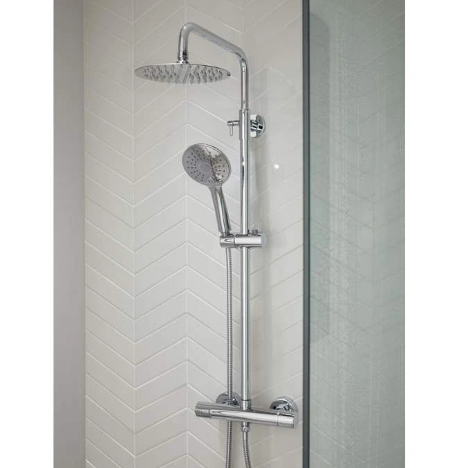 Spey Series 2 Chrome Dual Head Thermostatic Shower Kit | Highlife Bathrooms | Rigid Riser Shower Kits 4 Spey Series 2 Chrome Dual Head Thermostatic Shower Kit | Highlife Bathrooms | Rigid Riser Shower Kits - Image 2