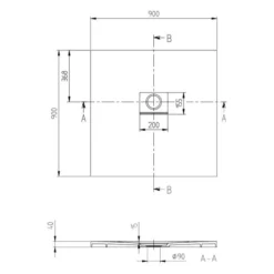 Villeroy & Boch Squaro Infinity Quaryl Shower Tray 900 X 900 - Grey | Square Shower Tray 9 Villeroy & Boch Squaro Infinity Quaryl Shower Tray 900 X 900 - Grey | Square Shower Tray -Bathroom Sales Shop squaro 900x900 tech