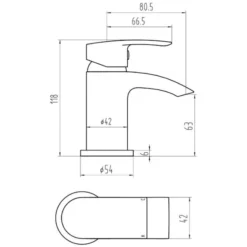 Scudo Belini Mini Mono Basin Mixer Tap With Push Waste - Slimline Bathroom Tap -Bathroom Sales Shop tap208 spec