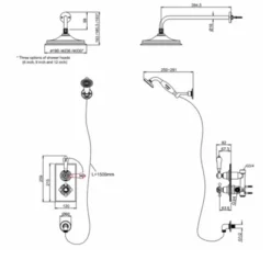 Burlington Trent Concealed Traditional 2 Controlled Shower with Fixed Head & Handset - TF2S -Bathroom Sales Shop tf2s tech