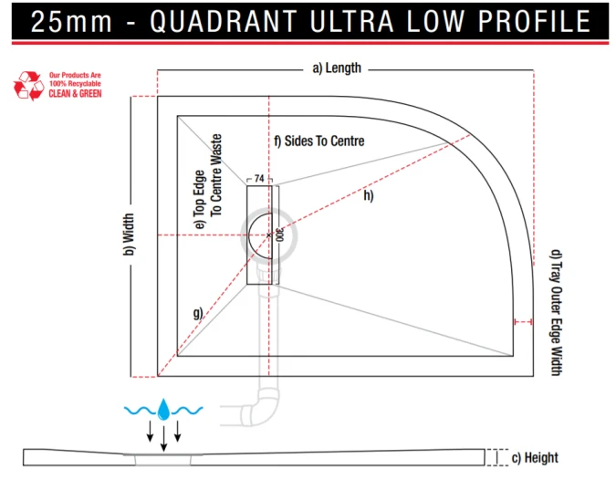 TrayMate TM25 Linear Quadrant Shower Tray - 800 x 800mm | Durable & Stylish | Easy Installation 4 TrayMate TM25 Linear Quadrant Shower Tray - 800 x 800mm | Durable & Stylish | Easy Installation - Image 2