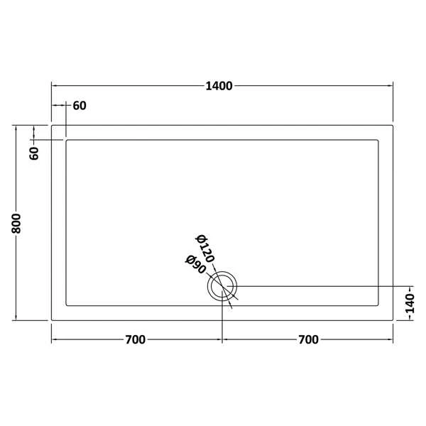 Nuie 1400 x 800 Rectangle Shower Tray in Slate Grey | Free Waste Kit Included 4 Nuie 1400 x 800 Rectangle Shower Tray in Slate Grey | Free Waste Kit Included - Image 2