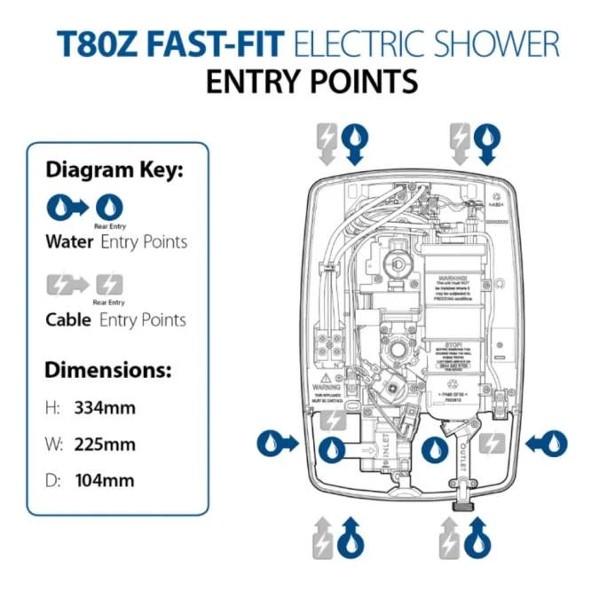 Triton T80Z Fast-Fit 9.5kW White Electric Shower - Instant Hot Water 6 Triton T80Z Fast-Fit 9.5kW White Electric Shower - Instant Hot Water - Image 4