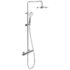 Villeroy & Boch Thermostatic Exposed Shower Set with Fixed Head and Riser Rail, Round, Chrome -Bathroom Sales Shop universal exposed shower system