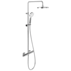 Villeroy & Boch Thermostatic Exposed Shower Set with Fixed Head and Riser Rail, Round, Chrome