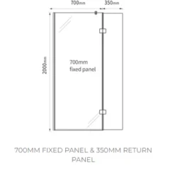 ABACUS Walk In Shower Screen 700mm with Brushed Bronze Hinged Return 350mm - Premium Quality -Bathroom Sales Shop vegm tech 700 1