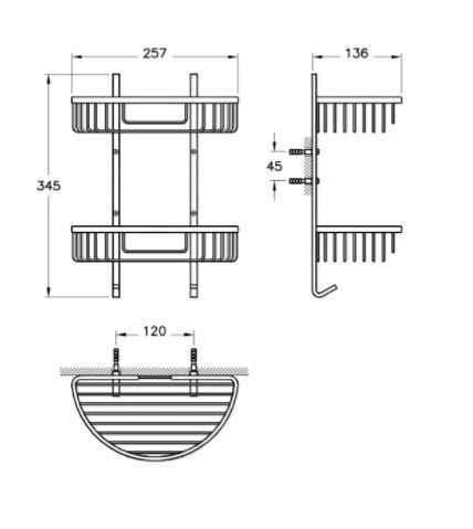 VitrA Arkitekta Double Wall Shower Basket 44053 - Stylish Bathroom Storage Solution 5 VitrA Arkitekta Double Wall Shower Basket 44053 - Stylish Bathroom Storage Solution - Image 3