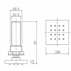 Niagara Square Chrome Body Jets - Premium Shower Accessories -Bathroom Sales Shop w9336 Sizes