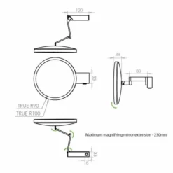 HiB Cirque LED Magnifying Bathroom Mirror - 21700 | 10X Magnification & Bright Illumination -Bathroom Sales Shop wCirque Sizes